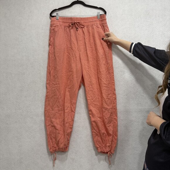 C&C California Pants Womens XL Coral Linen Blend Drawstring Jogger Lounge - Picture 4 of 9